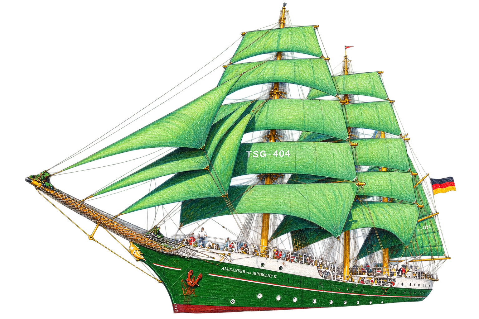 Segelschiff Alexander von Humboldt an der Schlachte in Bremen